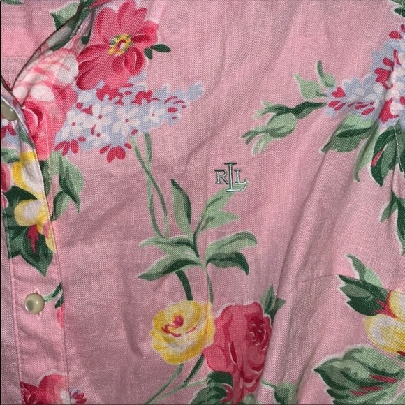 Floral  linen top size L - Picture 2 of 3